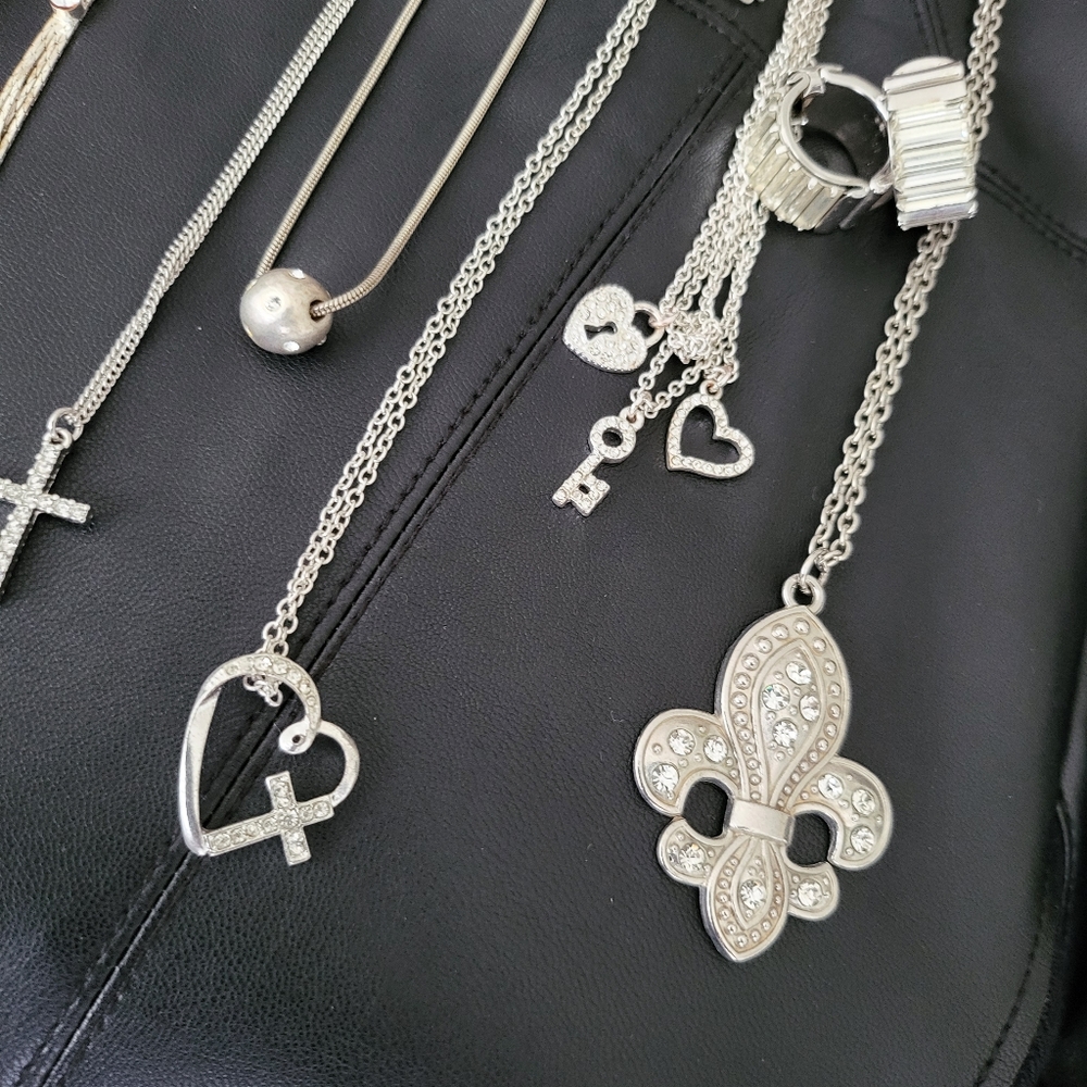 Silver & rhinestone jewelry lot